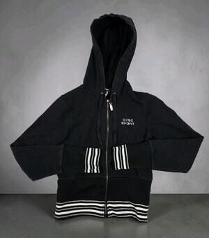 Y2K Bebe Sport Cropped Zip Up Hoodie Hip-Hop Streetwear Rhinestones USA Medium